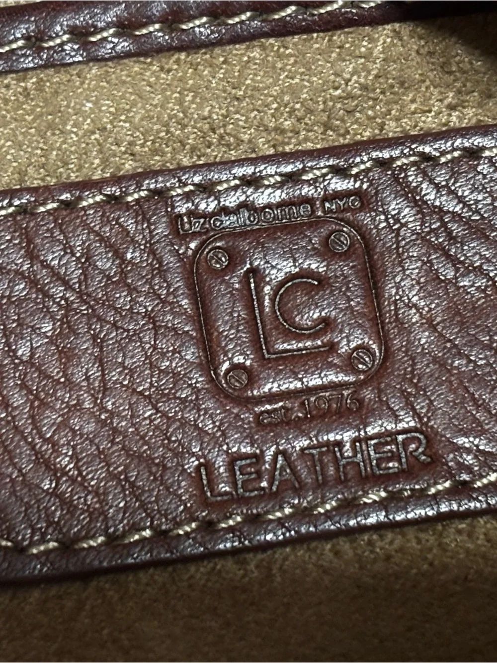 Brown Leather Liz Claiborne  Weekender Bag with Canvas Strap